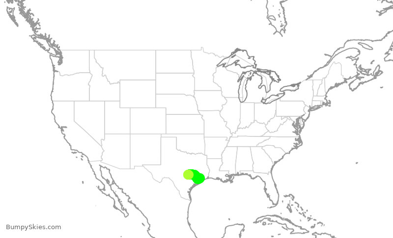Turbulence forecast map for SWA301, AUS to HOU