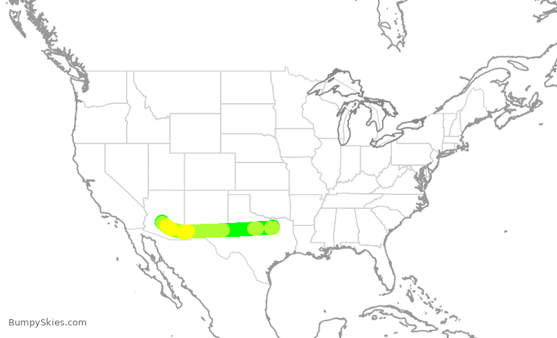 Turbulence forecast map for SWA3029, DAL to PHX