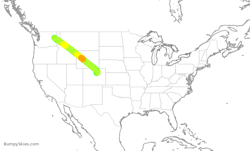 Turbulence forecast map for SWA302, DEN to GEG