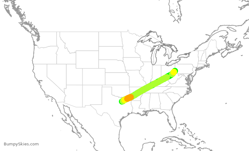 Turbulence forecast map for SWA3033, DAL to PIT