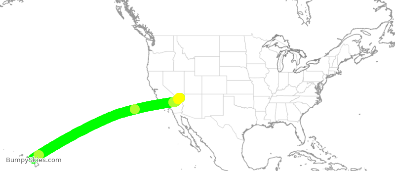 Turbulence forecast map for SWA3035, OGG to LAS