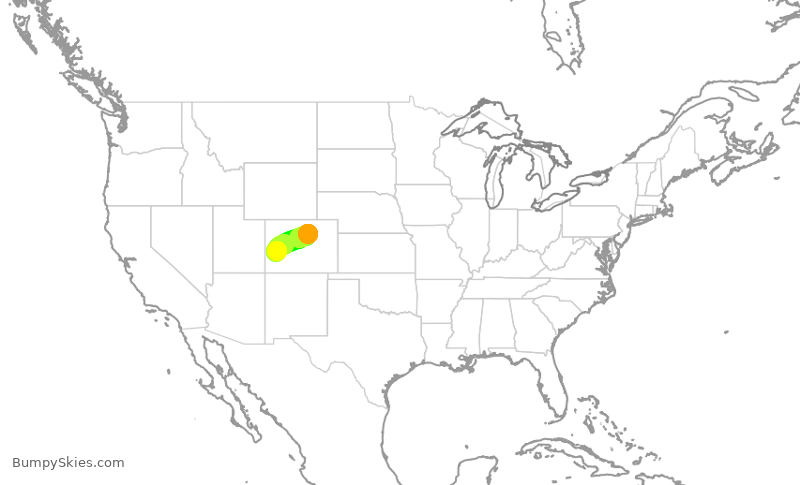 Turbulence forecast map for SWA3041, DEN to MTJ