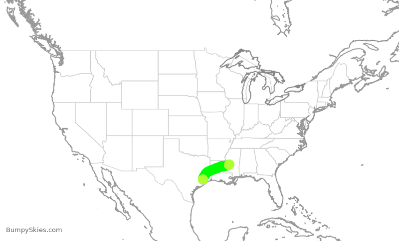 Turbulence forecast map for SWA3045, HOU to JAN