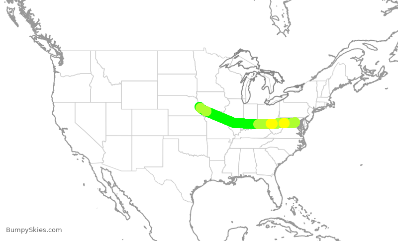 Turbulence forecast map for SWA3050, DCA to OMA