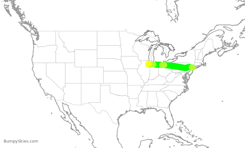 Turbulence forecast map for SWA3058, LGA to MDW