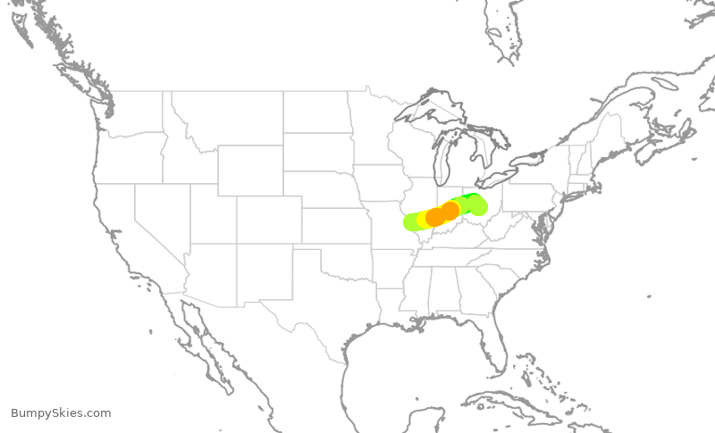 Turbulence forecast map for SWA3059, STL to CMH