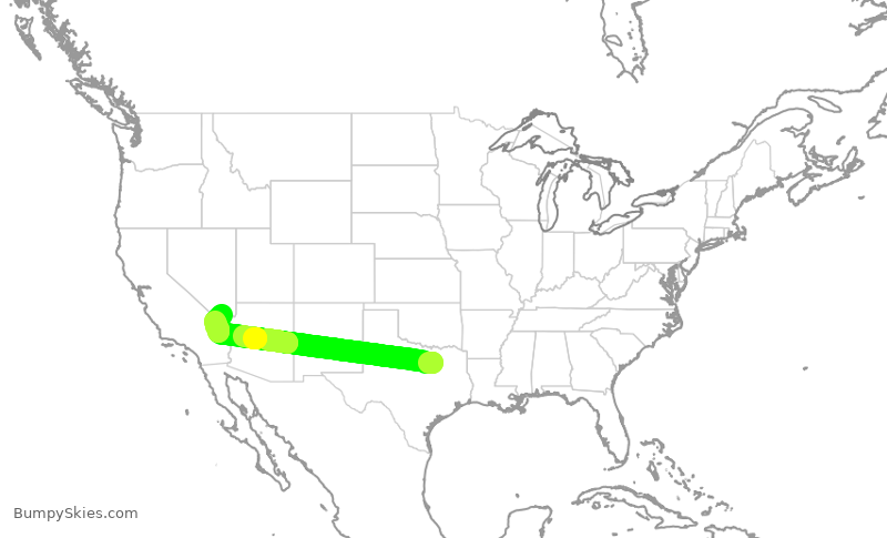 Turbulence forecast map for SWA3061, DAL to LAS