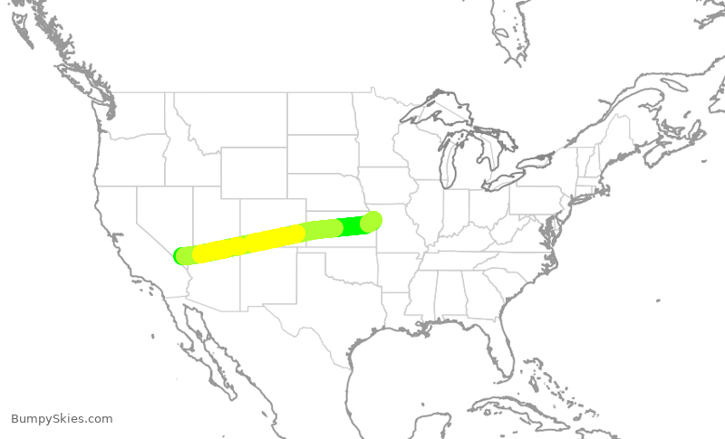 Turbulence forecast map for SWA3079, LAS to MCI