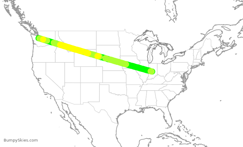 Turbulence forecast map for SWA3081, SEA to IND