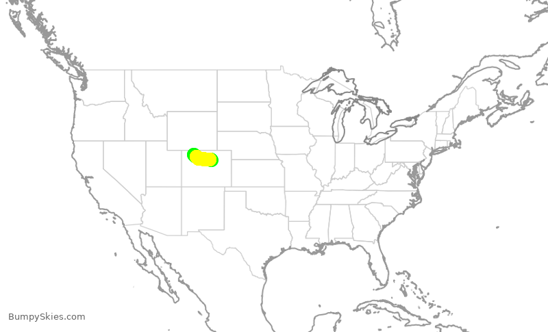 Turbulence forecast map for SWA3086, DEN to HDN