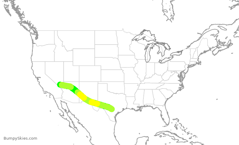 Turbulence forecast map for SWA3087, LAS to SAT