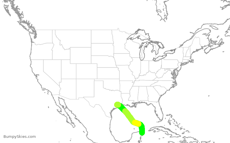 Turbulence forecast map for SWA308, MUN to HOU