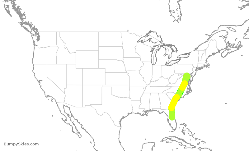 Turbulence forecast map for SWA3096, MCO to BWI