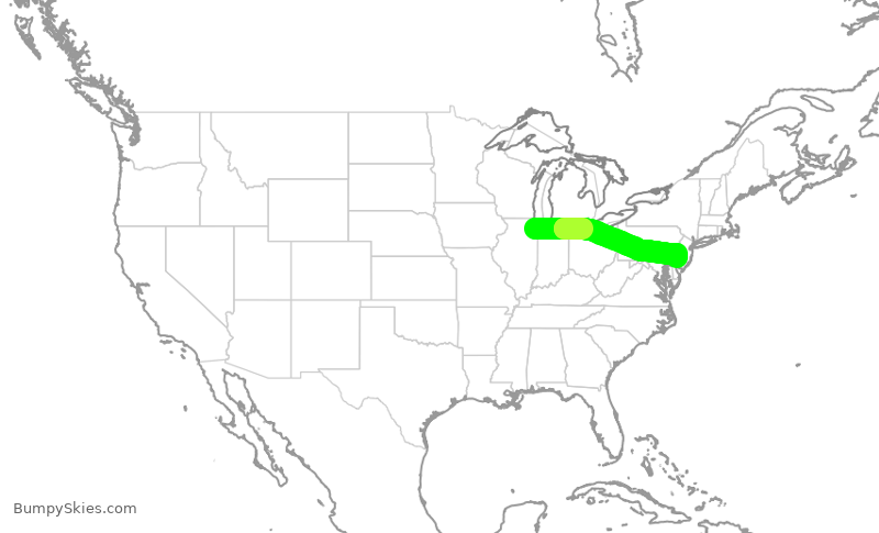 Turbulence forecast map for SWA309, MDW to PHL