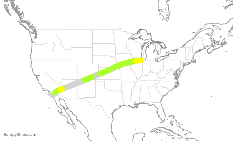 Turbulence forecast map for SWA3103, MDW to SAN