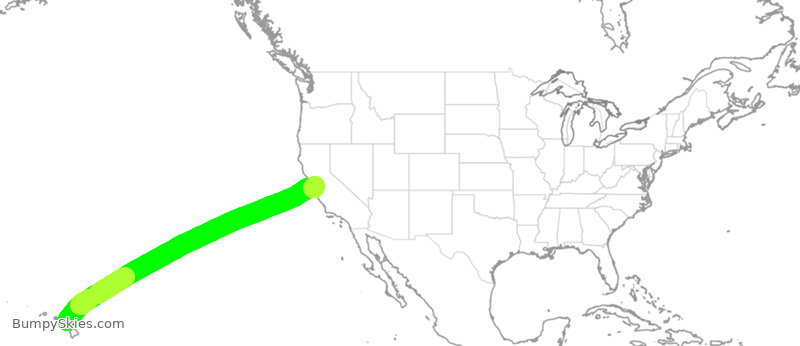 Turbulence forecast map for SWA3104, OGG to SJC
