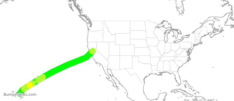 Turbulence forecast map for SWA3105, OGG to SMF