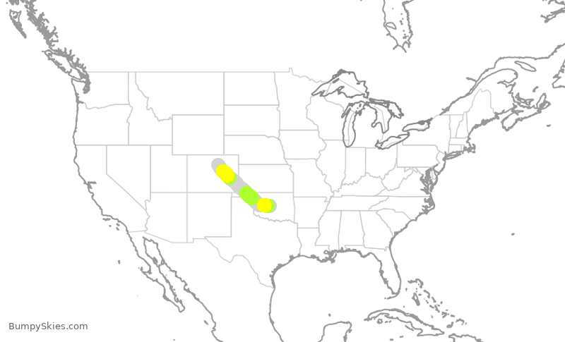Turbulence forecast map for SWA3111, OKC to DEN