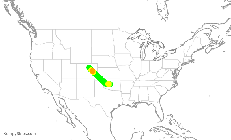 Turbulence forecast map for SWA3112, OKC to DEN