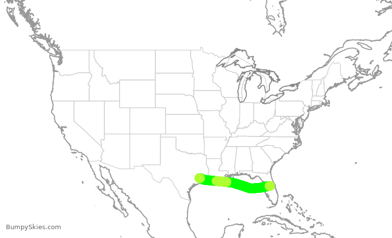 Turbulence forecast map for SWA3121, MCO to HOU