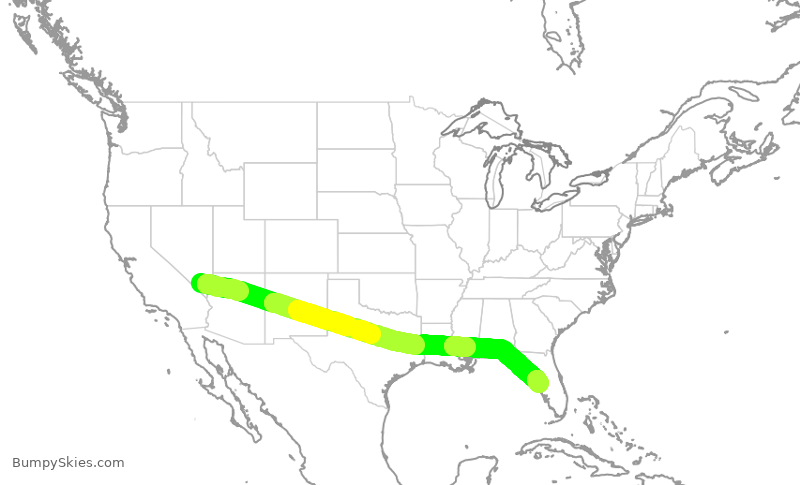 Turbulence forecast map for SWA3129, LAS to TPA