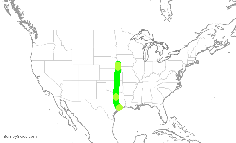 Turbulence forecast map for SWA3129, OMA to HOU
