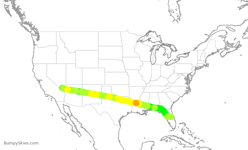 Turbulence forecast map for SWA3136, MCO to LAS