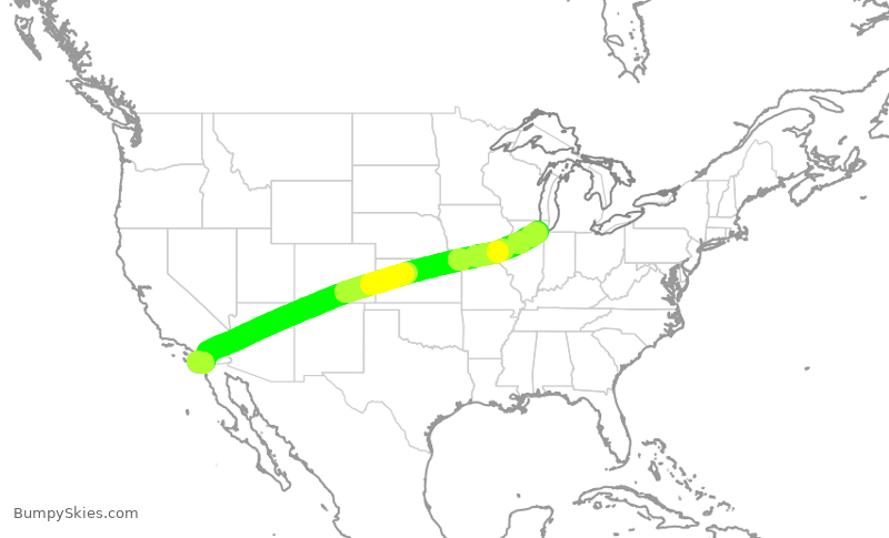 Turbulence forecast map for SWA3137, SAN to MDW