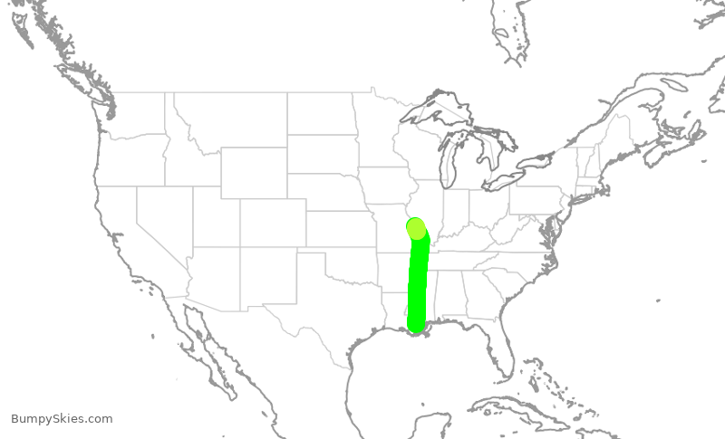 Turbulence forecast map for SWA3138, MSY to STL