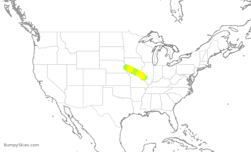 Turbulence forecast map for SWA3139, OMA to STL
