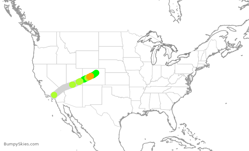 Turbulence forecast map for SWA3144, ONT to DEN