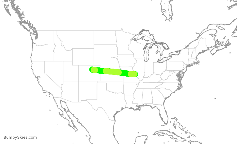 Turbulence forecast map for SWA3152, DEN to STL