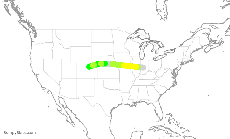 Turbulence forecast map for SWA3158, IND to DEN