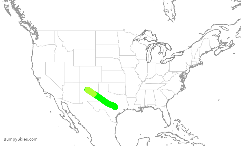Turbulence forecast map for SWA3162, ABQ to AUS