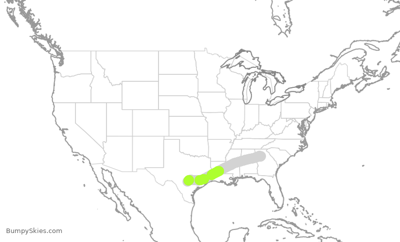 Turbulence forecast map for SWA3174, ATL to SAT