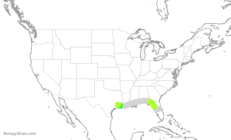 Turbulence forecast map for SWA3174, MCO to HOU