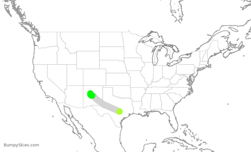 Turbulence forecast map for SWA3176, AUS to ABQ