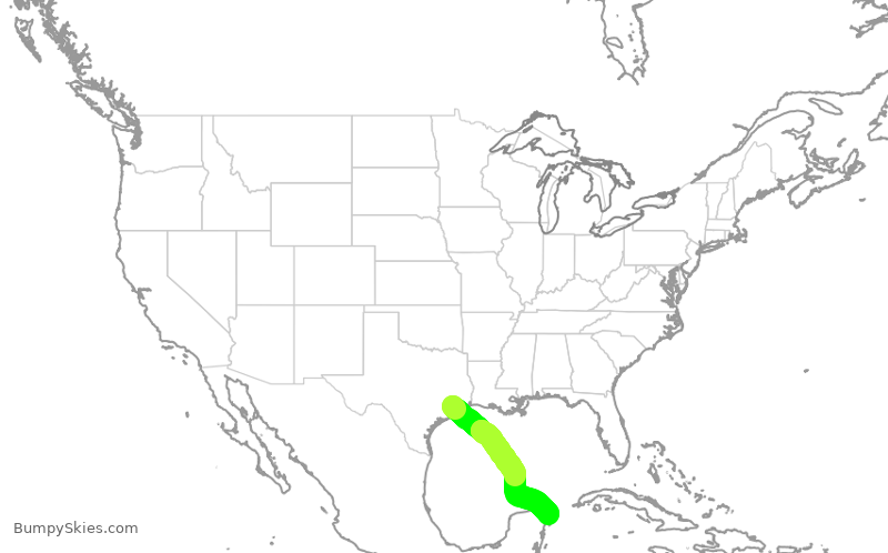 Turbulence forecast map for SWA317, HOU to MUN