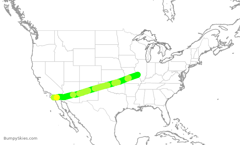 Turbulence forecast map for SWA3181, STL to SAN