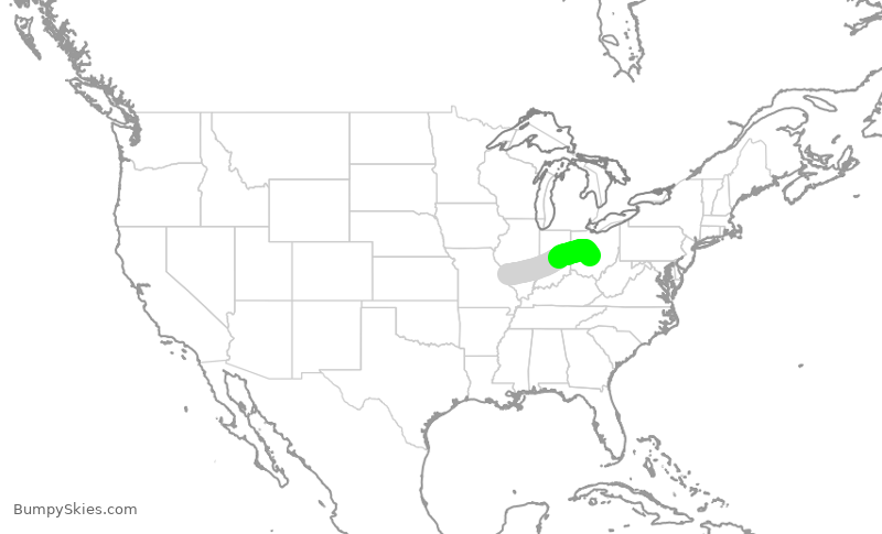 Turbulence forecast map for SWA3185, STL to CMH