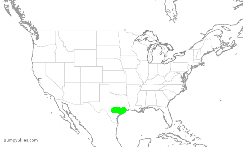 Turbulence forecast map for SWA3188, SAT to HOU