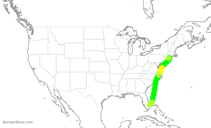 Turbulence forecast map for SWA3192, KDJT to ISP