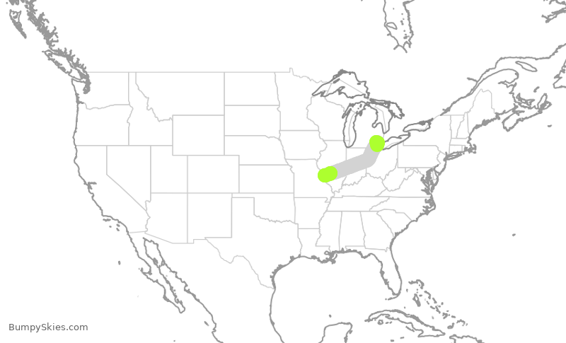 Turbulence forecast map for SWA3193, DTW to STL