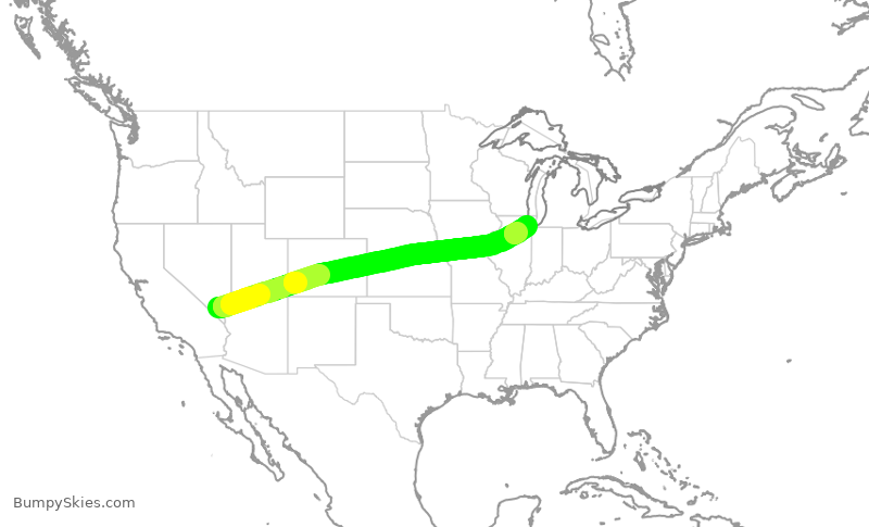 Turbulence forecast map for SWA3200, LAS to MDW