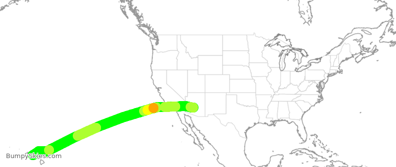 Turbulence forecast map for SWA3200, PHX to HNL