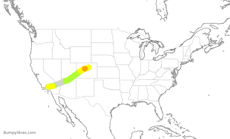 Turbulence forecast map for SWA3209, DEN to BUR