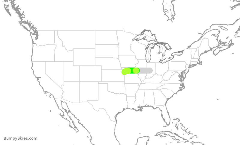 Turbulence forecast map for SWA3209, IND to MCI