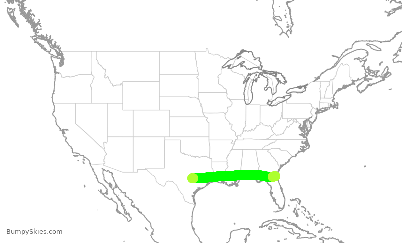 Turbulence forecast map for SWA320, AUS to JAX