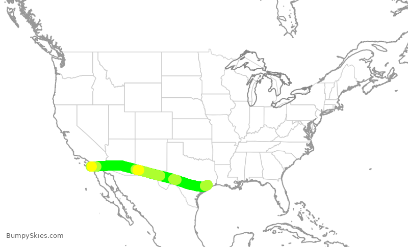 Turbulence forecast map for SWA3212, SAN to HOU