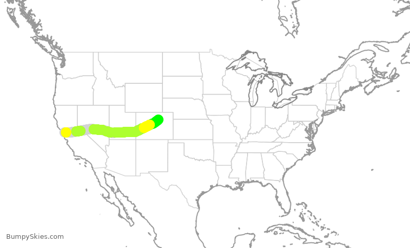 Turbulence forecast map for SWA321, SFO to DEN